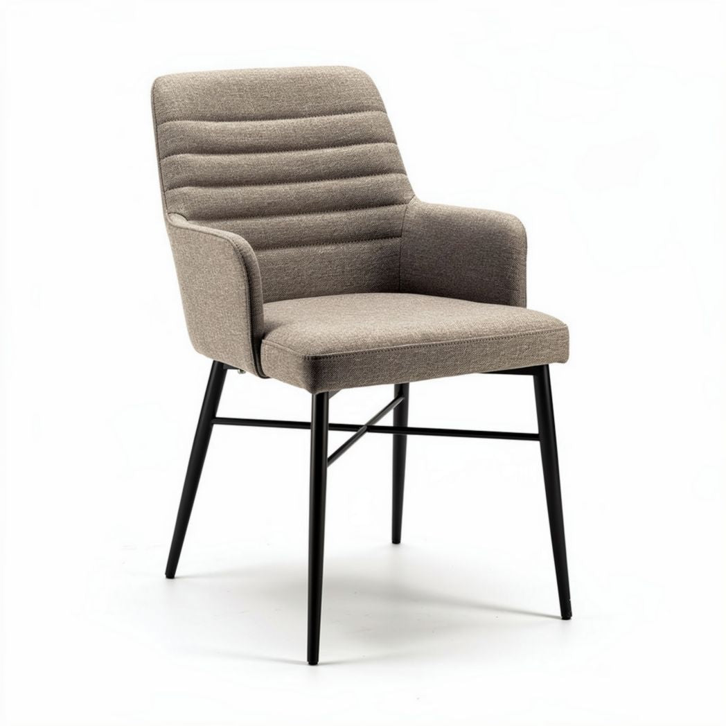 Eetstoel met gestoffeerde zitting en armleuning 50 x 56 x 83cm grijs
