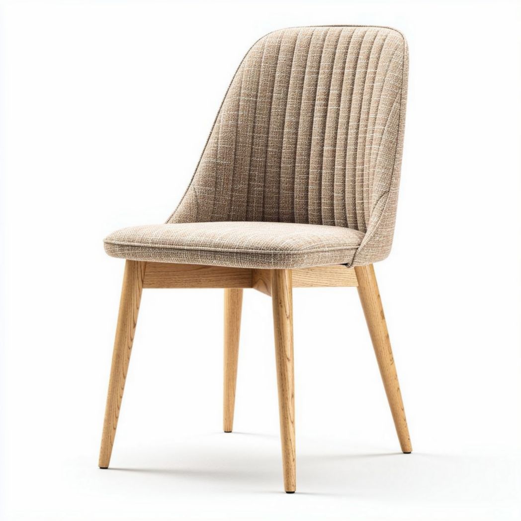Eetstoel met textiel bekleding en houten poten 45 x 50 x 90cm