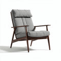 Lounge stoel met grijze stoffering en houten frame 70 x 80 x 90cm