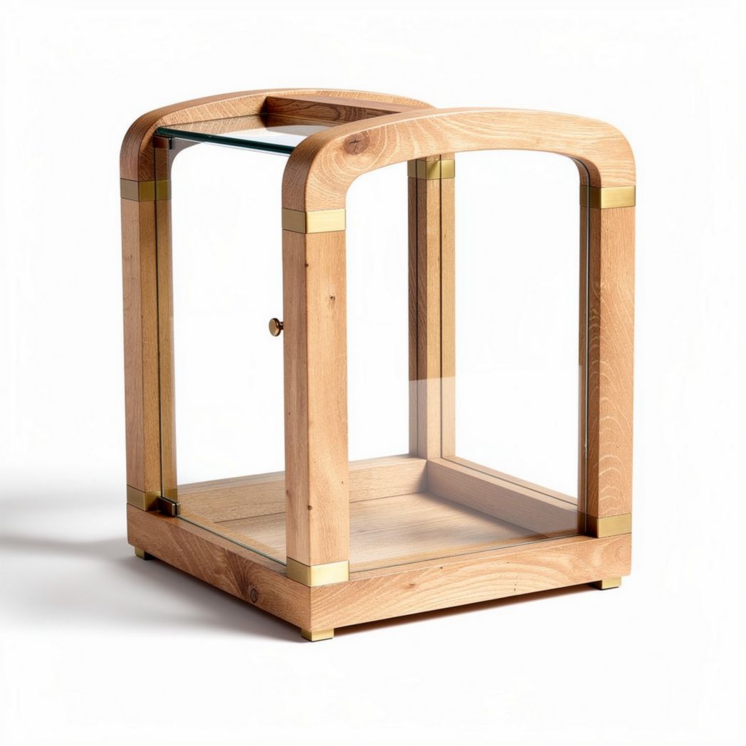 Houten vitrine met glazen planken en handvat 30 x 30 x 40cm