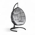 Hangstoel van rotan met kussen in grijs en zwart 120 x 100 x 150cm