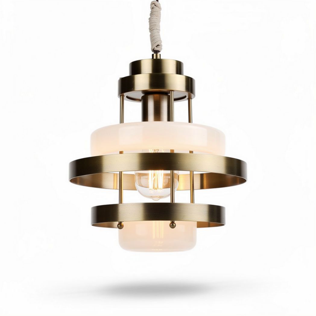 Hanglamp met glazen kap en metalen frame geschikt voor binnengebruik 30 x 30 x 40cm